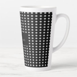 Tasse Latte Pois vintage noir gris couleur Nom rétro