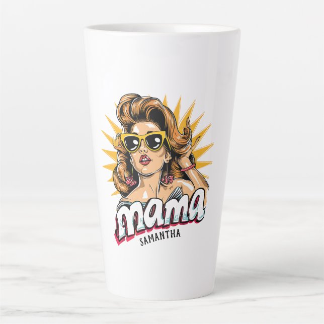 Tasse Latte Pop Mama Retro Personnalisé Art 1 (Devant)