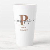 Pop Pop Élégant Script Monogramme Blanc Brown