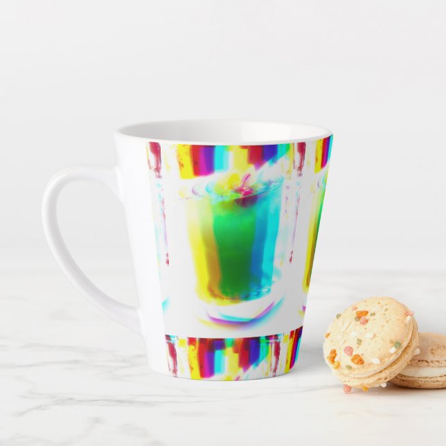 Tasse Latte Popart Abstrait Principal Arc-en-ciel Boire Latte  (En situation)