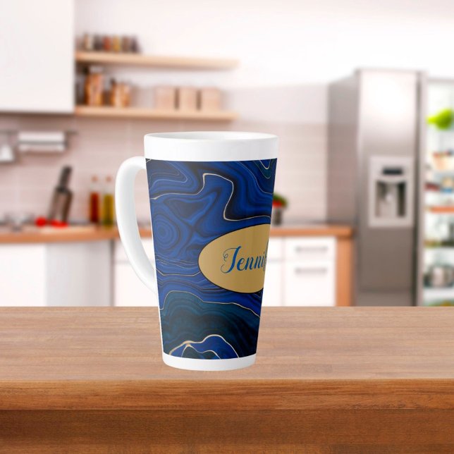 Tasse Latte Porte Bleu Tourbillon d'Agate Personnalisé (Créateur téléchargé)