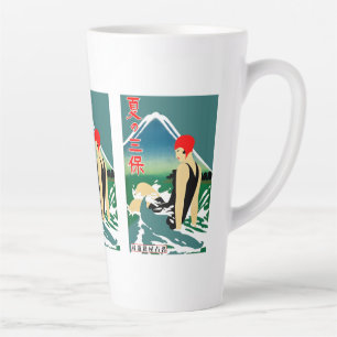 Tasse Latte Poster touristique japonais 1930 Art Déco Girl