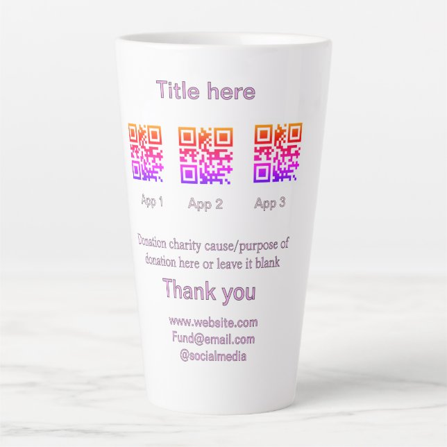 Tasse Latte Pot de collecte de dons ajoutez votre nom de code  (Devant)
