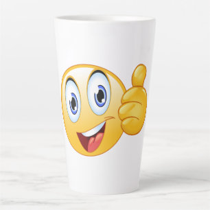 Tasse Latte Pouce en l'air Émoticône Bien joué Visage heureux 