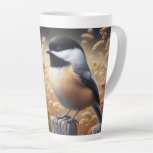 Tasse Latte Poulet perché sur la clôture