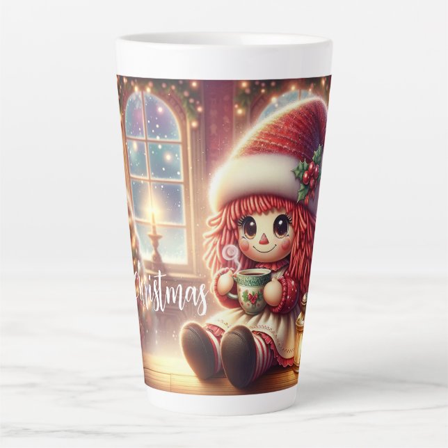 Tasse Latte Poupée de Noël Boire du cacao chaud (Devant)