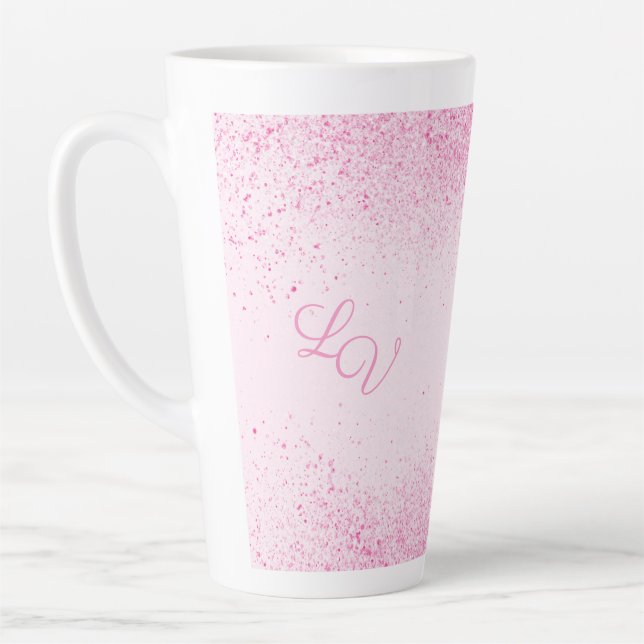 Tasse Latte Poussière de Parties scintillant rose chatoyante (Gauche)