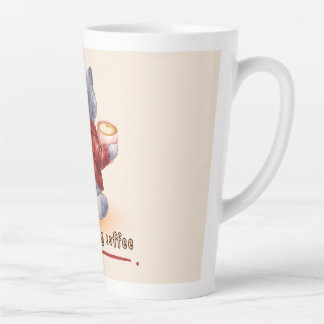 Tasse Latte "Powered by Coffee" Cat Holding A Cup of Coffee
