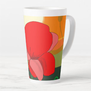 Tasse Latte pré au coucher du soleil