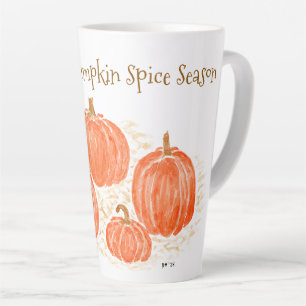 Tasse Latte Prêt pour le Citrouille d'aquarelle de saison des 