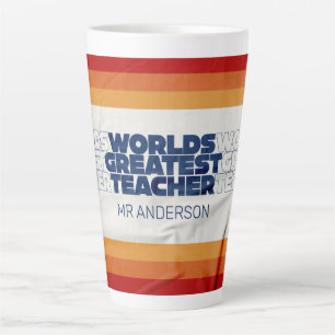 Tasse Latte Professeur rétro moderne bleu rouge stylisé typogr