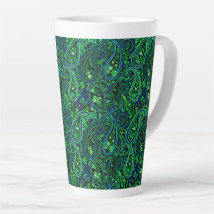 Tasse Latte Profusion Paisley Vibrant Floral Bleu Vert