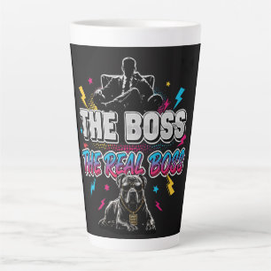 Tasse Latte Propriétaire de chien drôle "Le vrai patron" Conce