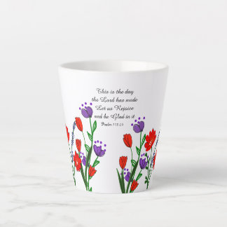 Tasse Latte Psaume 118:24 Verset religieux chrétien Floral 