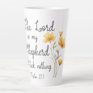 Tasse Latte Psaume 23:1 Le Seigneur est mon Berger Fleur Jaune