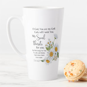 Tasse Latte Psaume 63:1 Écriture Bible Chamomile Fleurs