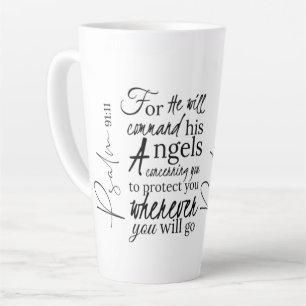 Tasse Latte Psaume 91 Protection des anges Écriture chrétienne
