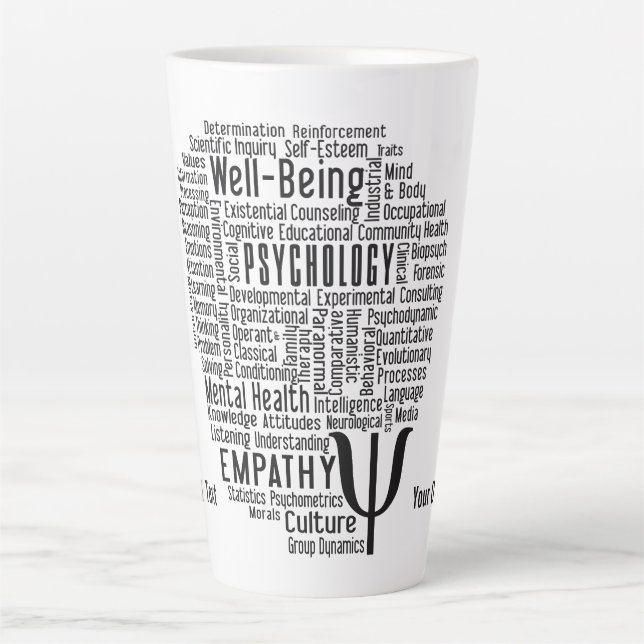 Tasse Latte PSYCHOLOGIE Word Cloud texte personnalisé (Devant)