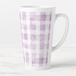 Tasse Latte Purple White Plaid Stripes