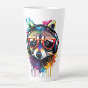 Tasse Latte Raccoon dans casques et lunettes