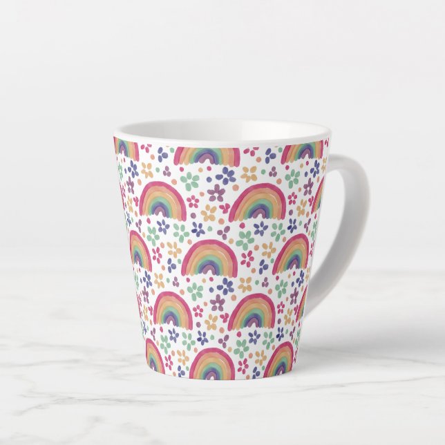 Tasse Latte Rainbows and Flowers (Angle droit)