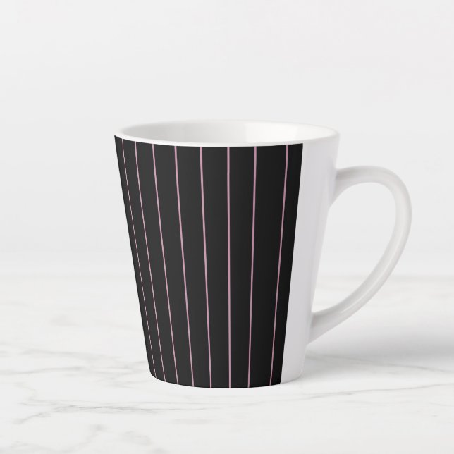 Tasse Latte rayé noir et rose (Droite)