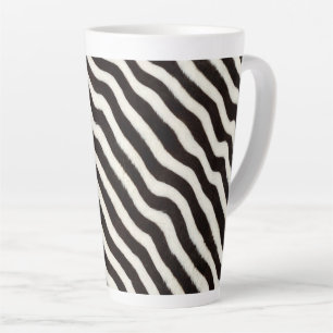 Tasse Latte Rayure de zèbre noir blanc Faux Fur Look