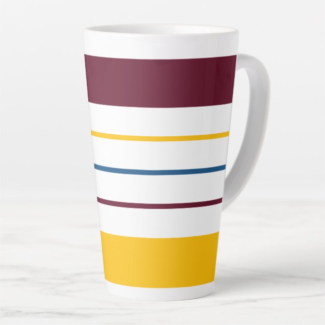 Tasse Latte Rayures ambrées jaunes automnales (Angle droit)