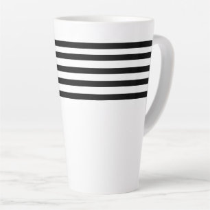 Tasse Latte Rayures noires et blanches minimalistes simples mo