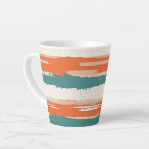 Tasse Latte Rayures Terracotta en Peinture Abstraite et en Rel