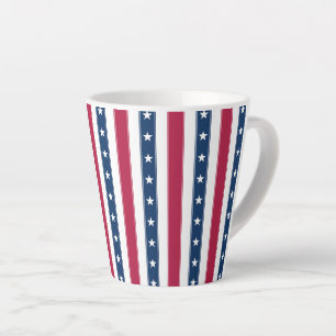 Tasse Latte Rayures verticales avec étoiles Patriotique