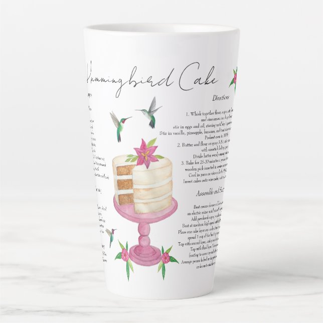 Tasse Latte Recette de gâteau aux colibris (Devant)