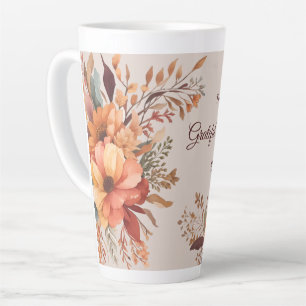Tasse Latte Reconnaissant merci bénis Floral Thanksgiving