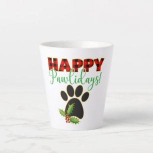 Tasse Latte Red Buffalo Plaid Empreinte de patte Christmas