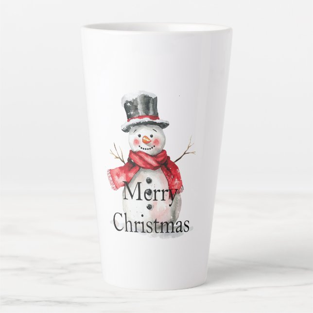 Tasse Latte Red Christmas Snowman (Devant)