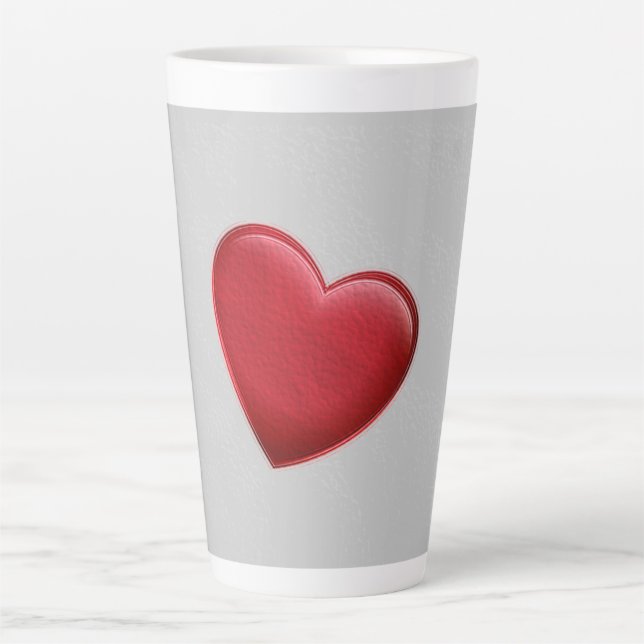 Tasse Latte Red Heart Grey Mariage d'amour tendance (Devant)