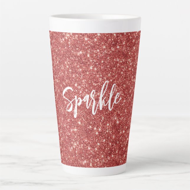 Tasse Latte Red Sparkle Glitter Christmas (Devant)