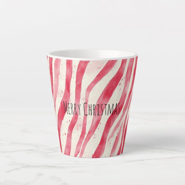 Tasse Latte Red White Candy Cane Stripes Christmas (Devant)