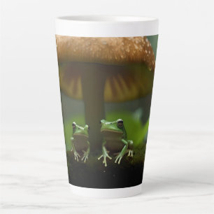 Tasse Latte Refuge Rainy Day : Frogs Shelter Sous Champignons