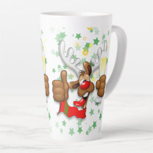 Tasse Latte Reindeer Drunk Funny Caractère de Noël