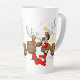 Tasse Latte Reindeer Drunk Funny Caractère de Noël