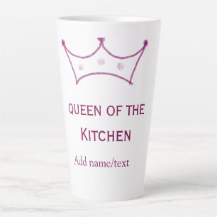 Tasse Latte reine de cuisine mauve couronne cuisiner nom chef