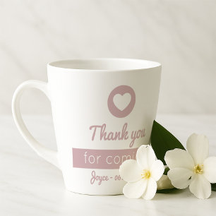 Tasse Latte Remerciement pour votre venue Cœur Rose Pâle Cadea