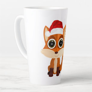 Tasse Latte Renard de Noël mignon dessin animé animal de fête