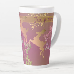 Tasse Latte Rennes et flocons de neige avec nom