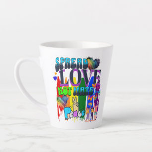 Tasse Latte Répandez l'amour, pas la haine   Fierté LGBTQI+