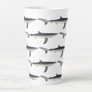 Tasse Latte Requin Bleu, Vie Maritime Aquatique Océanique Vint