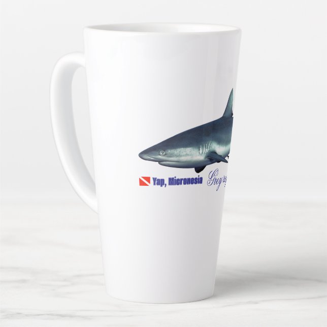 Tasse Latte requin gris cool (Angle gauche)