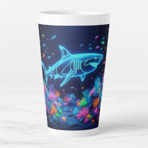 Tasse Latte Requin néon coloré
