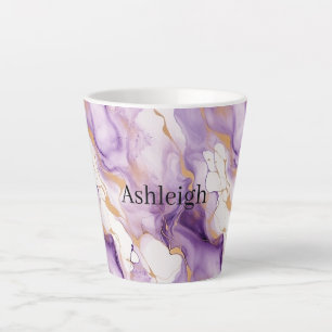 Tasse Latte Résumé Or Blanc Violet